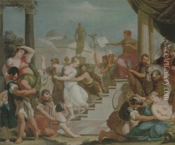 The Rape Of The Sabine Women Oil Painting - Francesco Salvator Fontebasso