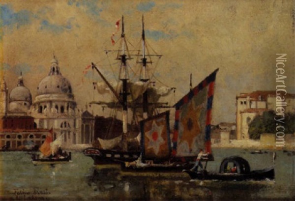 Venise, Jour De Fete Devant La Salute Oil Painting - Germain Fabius Brest