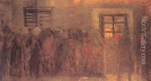 Queueing Up 1916 Oil Painting - Laszlo Mednyanszky
