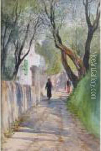 Le Vieux Chemin. Gairaut Oil Painting - Alexis Mossa