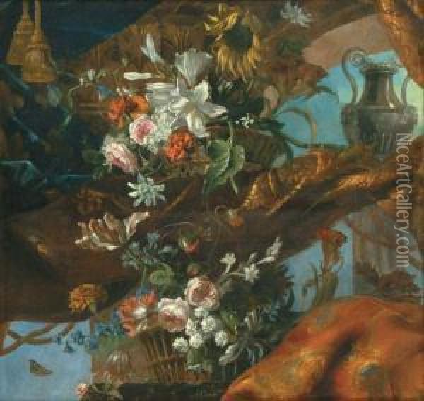  Composition Aux Corbeilles Fleuries  Oil Painting - Arthur Chaplin
