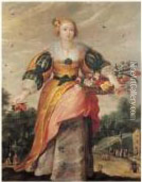 Flore Ou L'allegorie Du Printemps Oil Painting - Erasmus II Quellin (Quellinus)