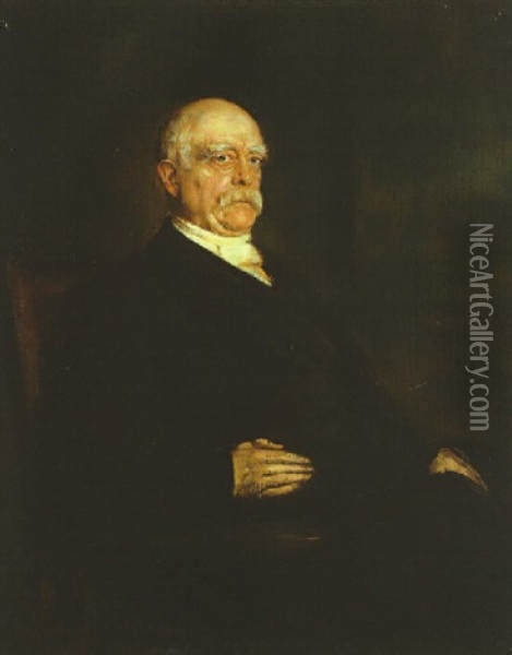 Portrait Otto Furst Bismarck In Schwarzem Zivil Oil Painting - Franz Seraph von Lenbach