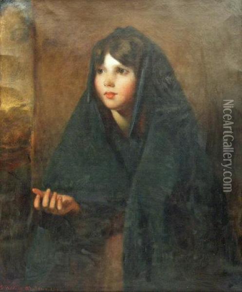Irish Peasant Girl Oil Painting - Thomas Hartley Cromek