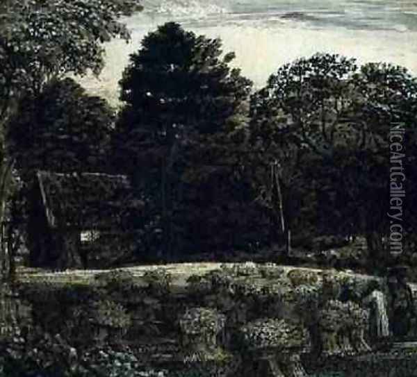 A Cornfield, Shoreham at Twilight Oil Painting - Samuel Palmer