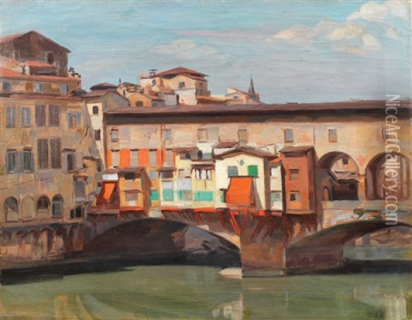 Ponte Vecchio (florenta) Oil Painting - Constantin Artachino