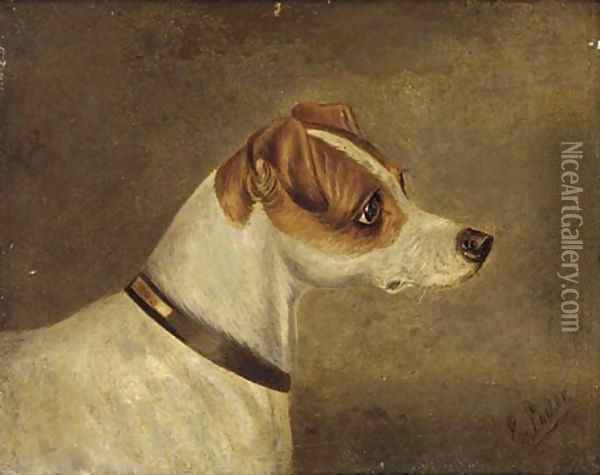 Head of a terrier 2 Oil Painting - Edwin Loder
