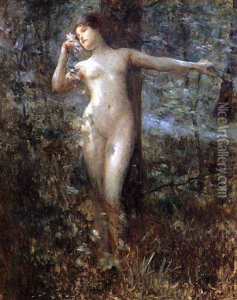 Nude in the Forest Oil Painting - Julius LeBlanc Stewart