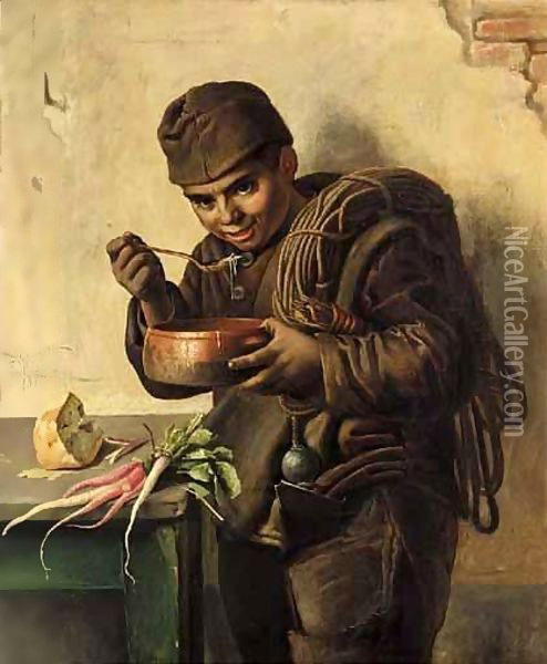The Hungry Chimney Sweep Oil Painting - Aurelio Zingoni