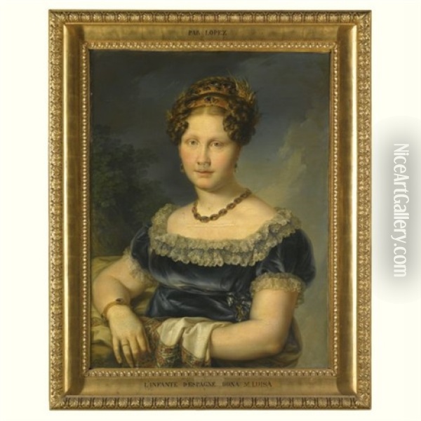 Portrait Of Infanta Luisa Carlota De Borbon, Princess Of The Two Sicilies Oil Painting - Vicente Lopez y Portana