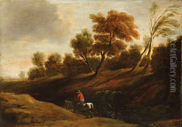 A wooded landscape with a peasant on a cart-horse Oil Painting - Sir Peter Paul Rubens