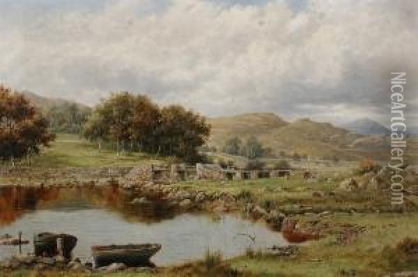 'bridge And Lake At Capel Curig,
 N.w. -' 'w. H. Mander\91', Similarly And Inscribed With Title Verso Oil Painting - William Henry Mander