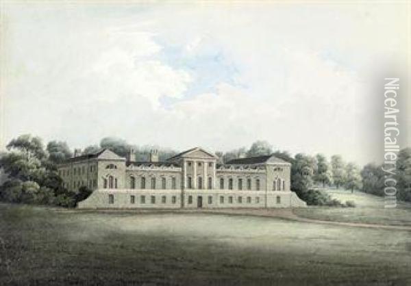 View Of Woburn Abbey, Bedfordshire Oil Painting - Hubert Cornish