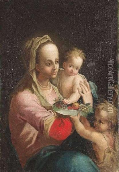 Maria With The Child And The Infant St John Oil Painting - Hans Von Aachen
