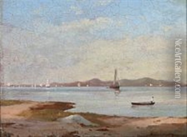 Coastal Scape With Sailing Ships Oil Painting - Emanuel Larsen