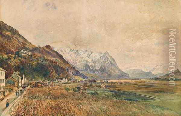 Ansicht Von Vaduz, Liechtenstein Oil Painting - Rudolf Ritter von Alt