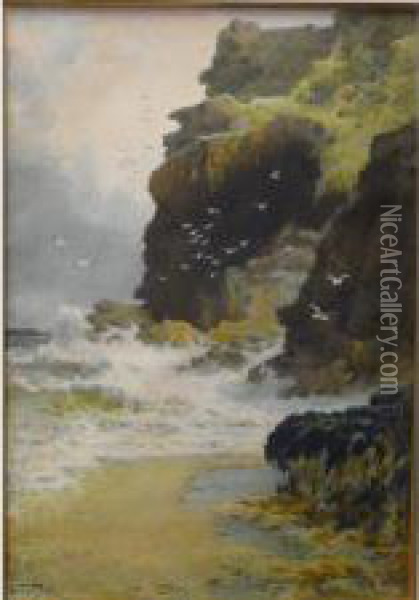 West Country Cliffs Oil Painting - Arthur Suker
