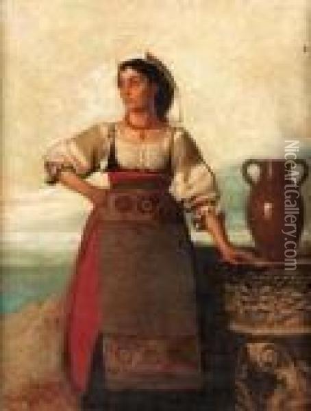 Contadina In Costume Laziale Oil Painting - Carl Wagner