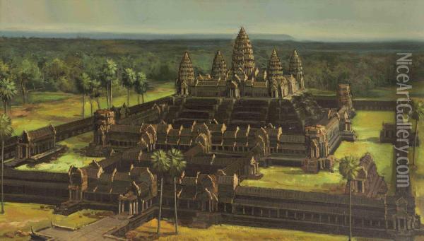 Angkorwat, Kambodscha Oil Painting - Carel Lodewijk, Dake Jr.