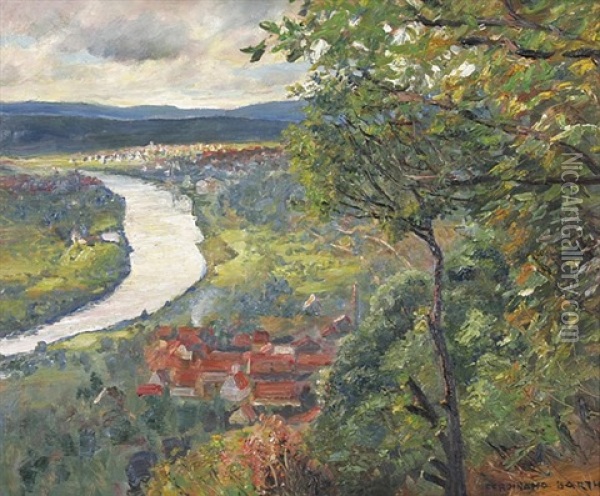Blick Auf Klingenberg Am Main Oil Painting - Ferdinand Barth
