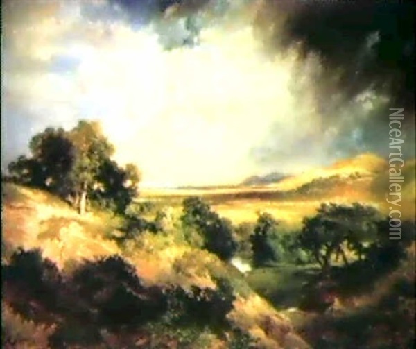 Cloud And Sunshine On Montauk, Long Island Oil Painting - Thomas Moran