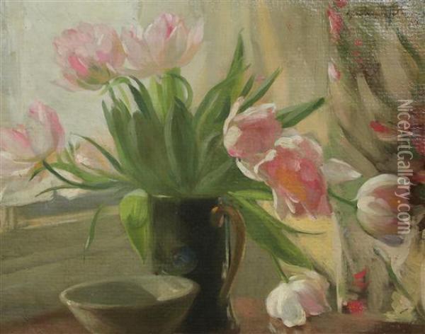 Pink Tulips Oil Painting - Alfred Hayward
