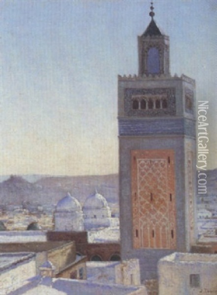 Mosquee A Tunis Oil Painting - Jules Charles Clement Taupin