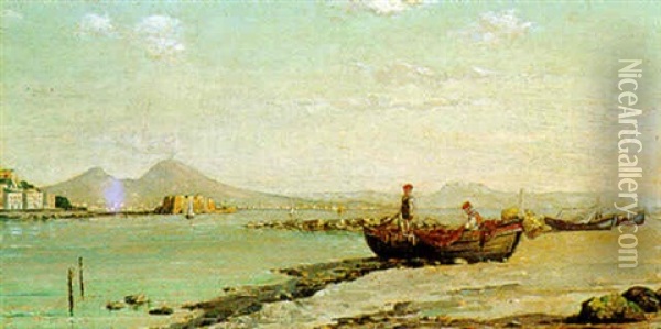 Napoli De Margellina Oil Painting - Giuseppe Carelli