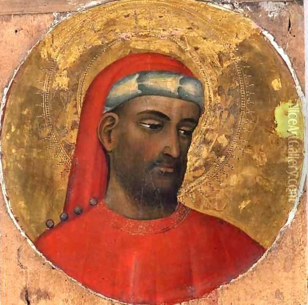 Tondo with a portrait of St. Cosmos Oil Painting - Piero di Alvaro