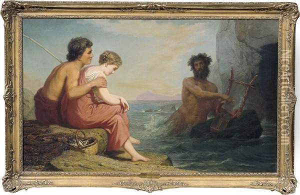 La Canzone Del Dio Del Mare E Due Innamorati (des Meer- Oil Painting - Ottto Donner Von Richter