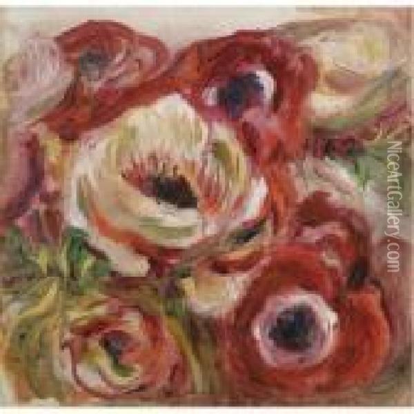 Anemones Oil Painting - Pierre Auguste Renoir