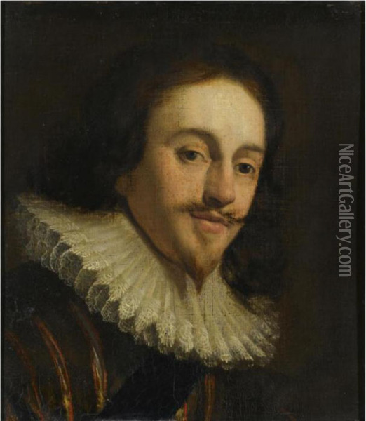 Portrait Of Charles I Oil Painting - Gerrit Van Honthorst