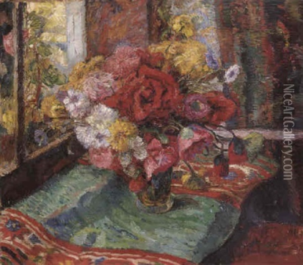 Sommerblumen Oil Painting - Georg Burmester