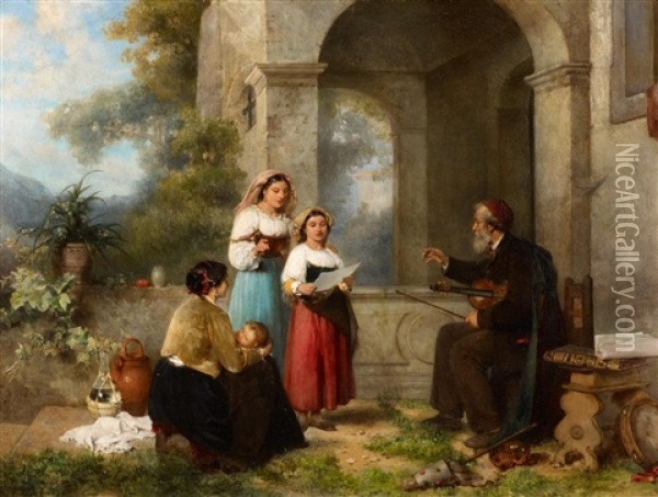 Die Gesangsstunde Oil Painting - Karel Frans Philippeau