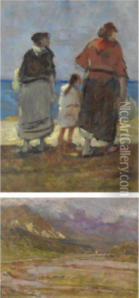Donne Sulla Spiaggia Oil Painting - Ludovico Tommasi
