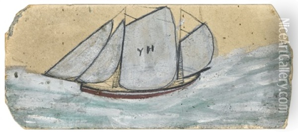 A Schooner Under Full Sail Oil Painting - Alfred Wallis