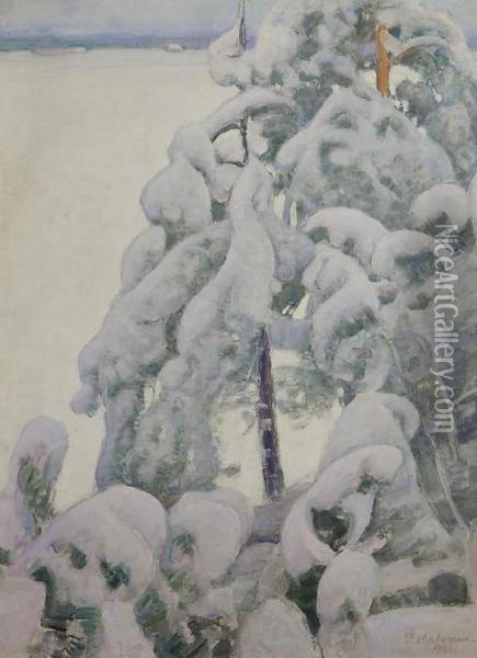 Talvimaisema Oil Painting - Pekka Halonen