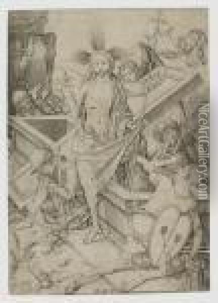 The Resurrection Oil Painting - Martin Schongauer