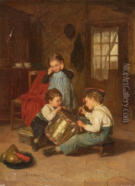 The Little Drummer Oil Painting - Theophile Emmanuel Duverger