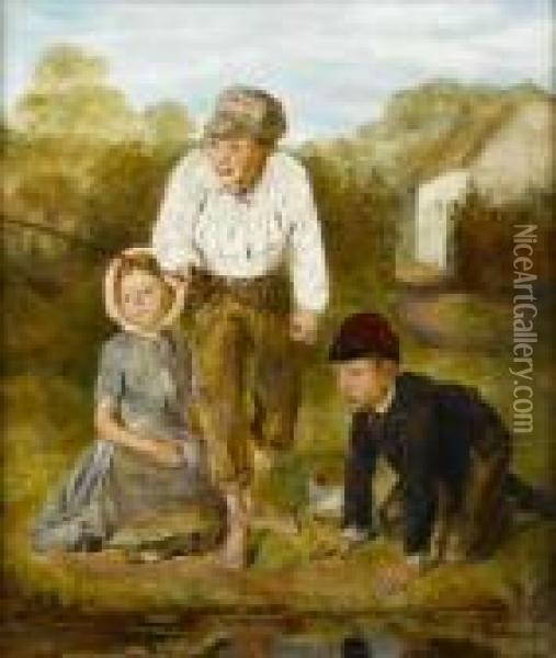 The Young Anglers Oil Painting - Henry Sykes