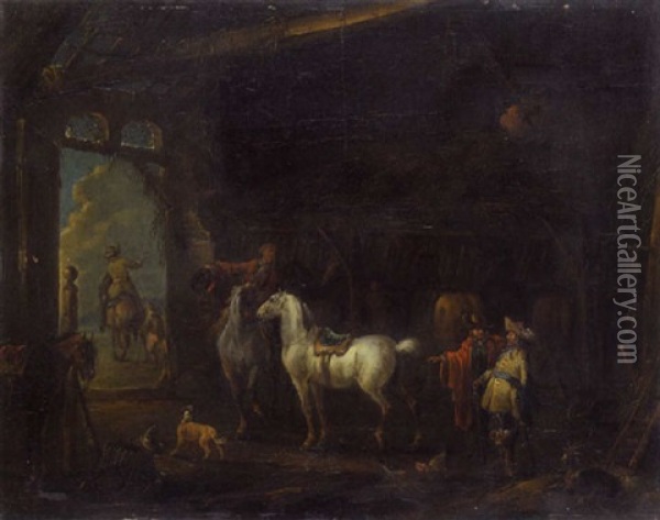 Pferdehandel Oil Painting - August Querfurt