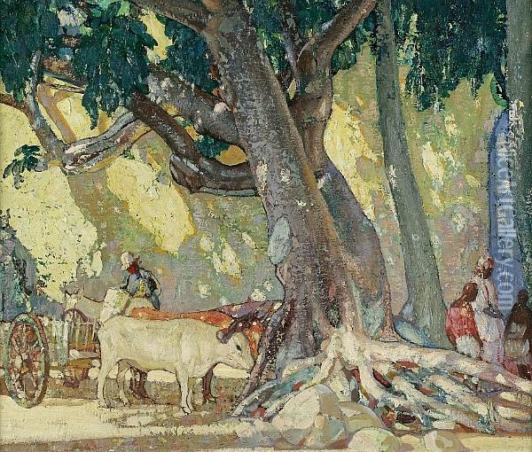 Cotton Silk Tree, St. Thomas, Virginislands Oil Painting - Richard Emile Miller