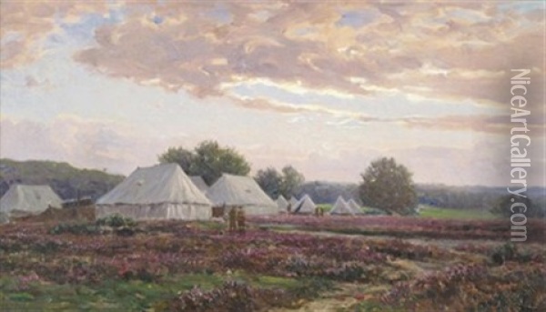 Army Camp In The New Forest Oil Painting - Frederick Golden Short