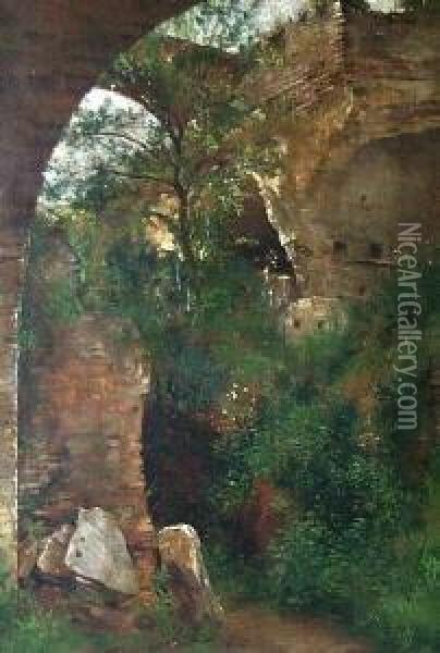 Blick In Eine Ruine Oil Painting - Hermann Lindenschmit