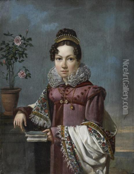 Portrait De Jeune Femme Oil Painting - Jean-Pierre De Saint-Ours