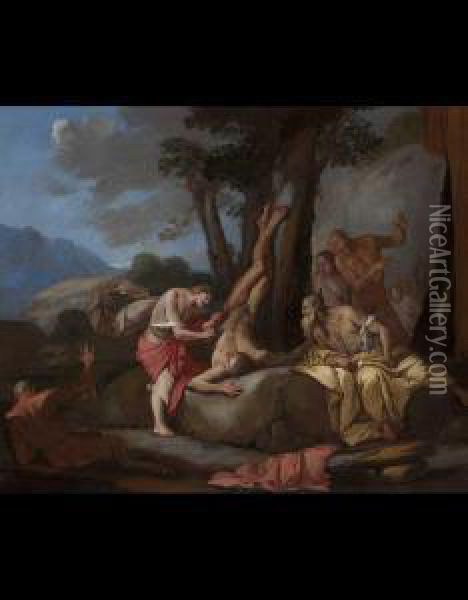 Apollo E Marsia Oil Painting - Giulio Carpione