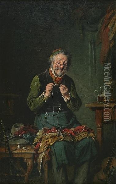 Tailor At Work Oil Painting - Hermann Kern