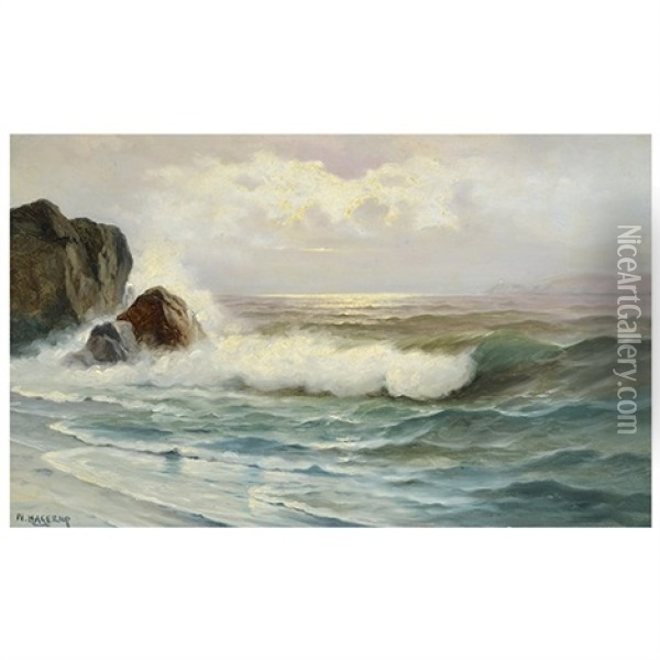 Beach Scene Oil Painting - Nels Hagerup