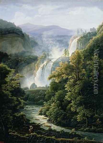 The Caduta delle Marmore Waterfall on the River Velino 1819 Oil Painting - Fedor Mikhailovich Matveev