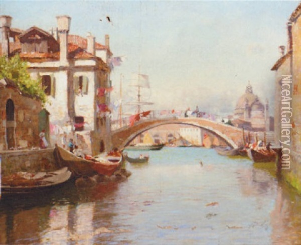 A Venetian Backwater Oil Painting - Sir David Murray